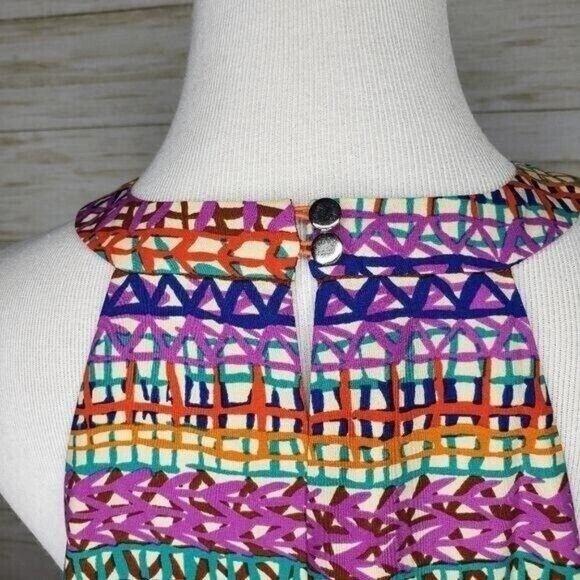 CeCe by Cynthia Steffe halter dress colorful high neck loose fit size 10 NEW - Picture 6 of 13